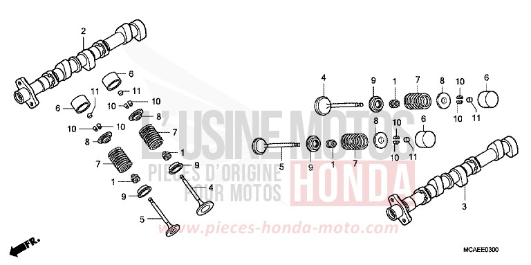 ARBRE A CAMES/SOUPAPE de Gold Wing CANDY PROMINENCE RED (R342B) de 2015